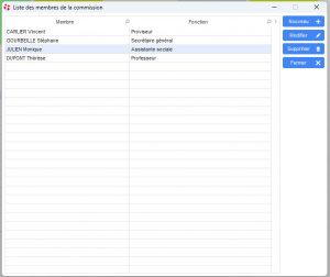 Liste membres commission